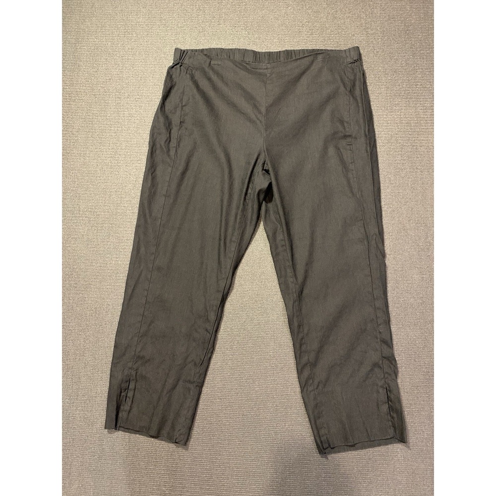 J. Jill Linen Blend Ankle Pants Womens Size Large‎ Black Split Ankle